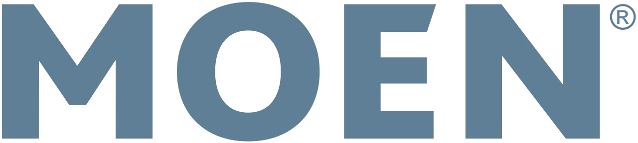 The MOEN logo appears in bold, uppercase blue letters with a registered trademark symbol, reflecting trusted partner brands.