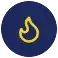 A yellow flame icon set against a dark blue circle, representing the convenient finance options available for Pronto Plumbing, Heating, Air, and Drains services.